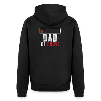 Papa de 2 garçons cadeau père de deux fils enfants - Veste à capuche bio Premium Unisexe - noir - Dos - Nico (187cm)