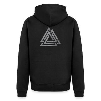 Valknut Norse Viking runic symbol - Unisex Premium Organic Zip Hoodie - black - Back - Nico (187cm)