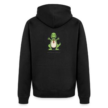 Vater & Sohn - Daddysaurus Rex - Geschenk - Unisex Premium Bio Zip Hoodie - Schwarz - Hinten - Nico (187cm)