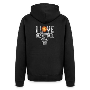 J'aime le basketball - Veste à capuche bio Premium Unisexe - noir - Dos - Nico (187cm)