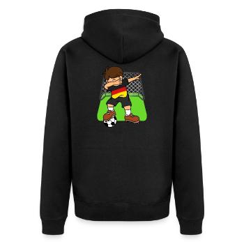 Deutschland Fußball Dabbing Kid deutschen Fußball - Unisex Premium Bio Zip Hoodie - Schwarz - Hinten - Nico (187cm)