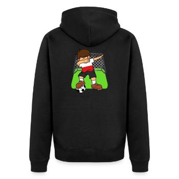 Polen-Fußball-Ball, der Kinderpolen-Fußball abtupft - Unisex Premium Bio Zip Hoodie - Schwarz - Hinten - Nico (187cm)