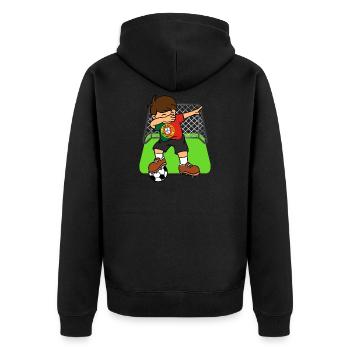 Portugal-Fußball-Ball, der Kind-Portugiese abtupft - Unisex Premium Bio Zip Hoodie - Schwarz - Hinten - Nico (187cm)