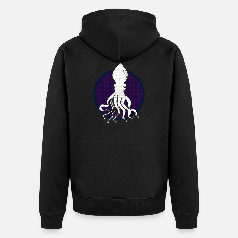 Weißer Octopus - Unisex Premium Bio Zip Hoodie - Schwarz