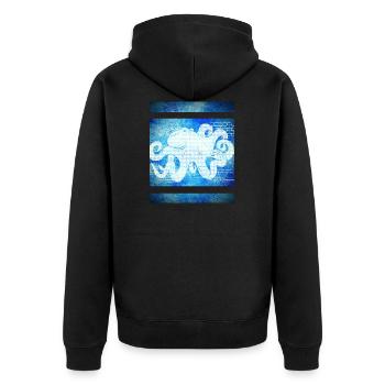 Octopus blue - Unisex Premium Organic Zip Hoodie - black - Back - Nico (187cm)