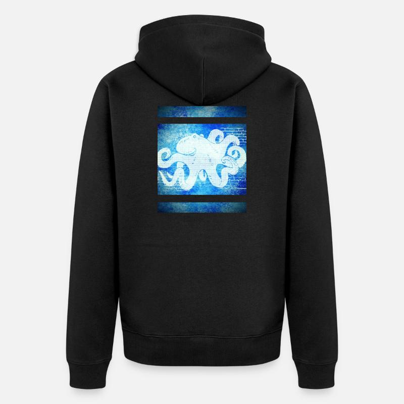 Octopus bleu - Veste à capuche bio Premium Unisexe - noir