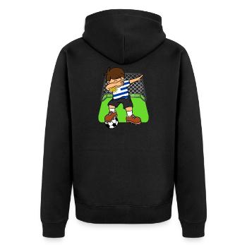 Uruguay-Fußball, der Kind Uruguayan-Fußball abtupft - Unisex Premium Bio Zip Hoodie - Schwarz - Hinten - Nico (187cm)