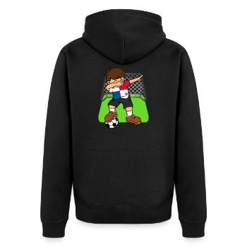 Panama-Fußball, der Kinderpanama-Fußball abtupft - Unisex Premium Bio Zip Hoodie - Schwarz - Hinten - Nico (187cm)