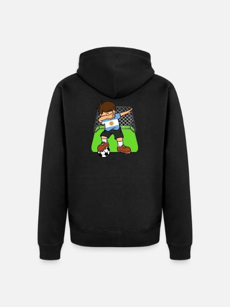 Argentina Soccer Ball Dabbing Kid Argentines - Unisex Premium Organic Zip Hoodie - black