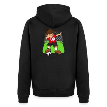Tunesien-Fußball, der Kind-tunesischen Fußball abtupft - Unisex Premium Bio Zip Hoodie - Schwarz - Hinten - Nico (187cm)