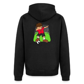 Marokkanischer Fußball, der Kindermarokkanischen Fußball abtupft - Unisex Premium Bio Zip Hoodie - Schwarz - Hinten - Nico (187cm)