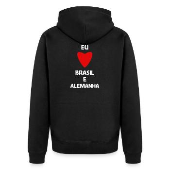Brazilian emigrants binational gift - Unisex Premium Organic Zip Hoodie - black - Back - Nico (187cm)