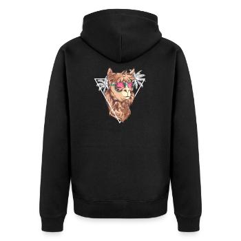 Lama d'été avec des lunettes de soleil - cadeau de Llama - Veste à capuche bio Premium Unisexe - noir - Dos - Nico (187cm)