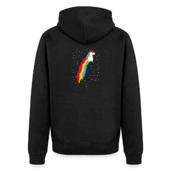 Licorne vole dans le cadeau de l'espace - Veste à capuche bio Premium Unisexe - noir - Dos - Nico (187cm)