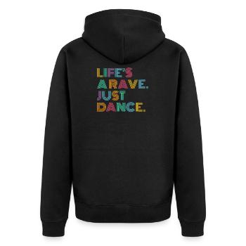 Das Leben ist ein Rave Tanzen Musik Bunt Geschenk - Unisex Premium Bio Zip Hoodie - Schwarz - Hinten - Nico (187cm)