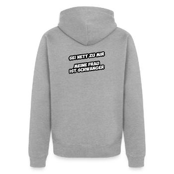 Schwangerschaft Lustiger Spruch Mann Geschenk - Unisex Premium Bio Zip Hoodie - Grau meliert - Hinten - Nico (187cm)