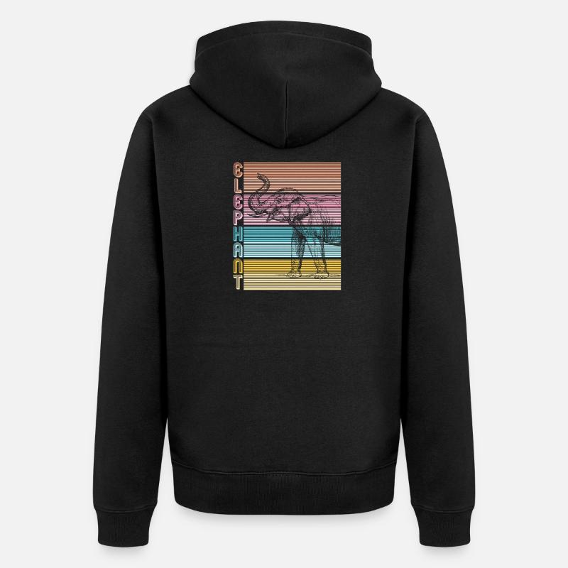 Elefant - Unisex Premium Bio Zip Hoodie - Schwarz