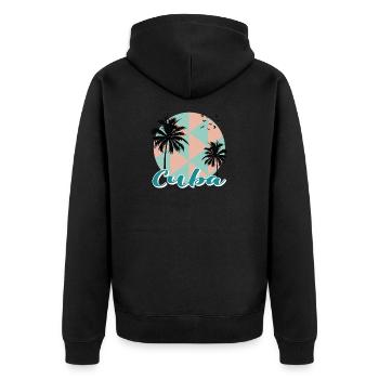 Kuba Karibik Urlaub Kreuzfahrt - Unisex Premium Bio Zip Hoodie - Schwarz - Hinten - Nico (187cm)