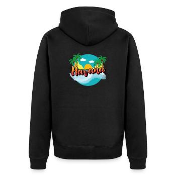 Havanna Kuba Karibik Urlaub Kreuzfahrt - Unisex Premium Bio Zip Hoodie - Schwarz - Hinten - Nico (187cm)
