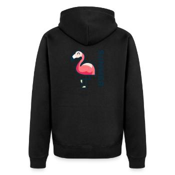Endlich wieder Sommer - Flamingo - Geschenk - Unisex Premium Bio Zip Hoodie - Schwarz - Hinten - Nico (187cm)