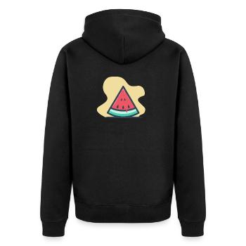 Endlich wieder Sommer - Wassermelone - Geschenk - Unisex Premium Bio Zip Hoodie - Schwarz - Hinten - Nico (187cm)