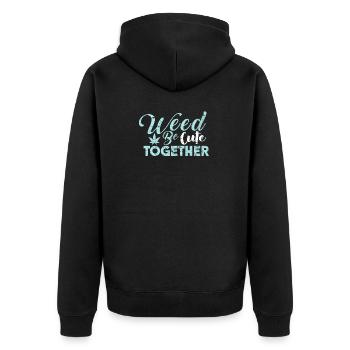 Weed be Cute Together Spruch Liebe Kiffen Sex - Unisex Premium Bio Zip Hoodie - Schwarz - Hinten - Nico (187cm)