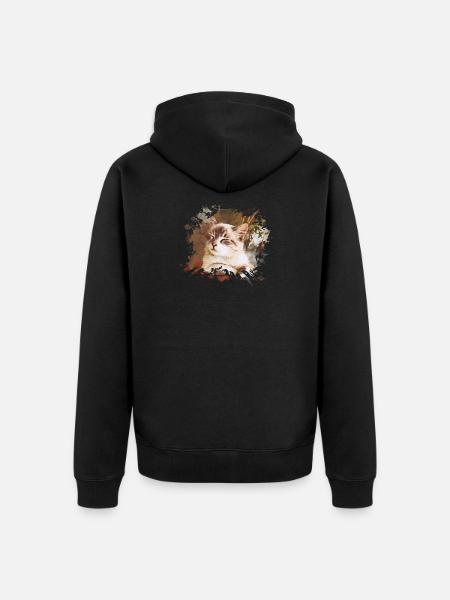 Katze - Unisex Premium Bio Zip Hoodie - Schwarz