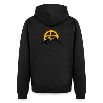 Mountainbike - MTB Mountainbiker Geschenk - Unisex Premium Bio Zip Hoodie - Schwarz - Hinten - Nico (187cm)