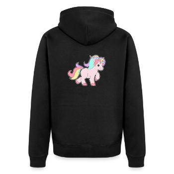 Einhorn Tussi Baby bunte Haare Geschenk Idee - Unisex Premium Bio Zip Hoodie - Schwarz - Hinten - Nico (187cm)