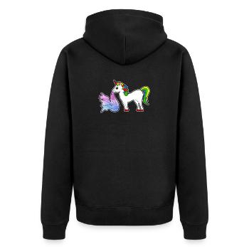 Unicorn puking over kids gift idea - Unisex Premium Organic Zip Hoodie - black - Back - Nico (187cm)