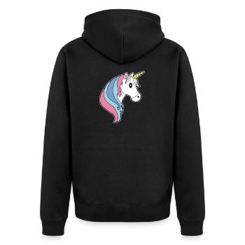 einhorn kopf mähne bunte lange haare - Unisex Premium Bio Zip Hoodie - Schwarz - Hinten - Nico (187cm)