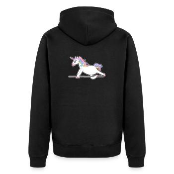 Unicorn balance balance gift idea children - Unisex Premium Organic Zip Hoodie - black - Back - Nico (187cm)
