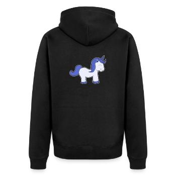 Cheveux bleus licorne bébé enfants fille cadeau - Veste à capuche bio Premium Unisexe - noir - Dos - Nico (187cm)