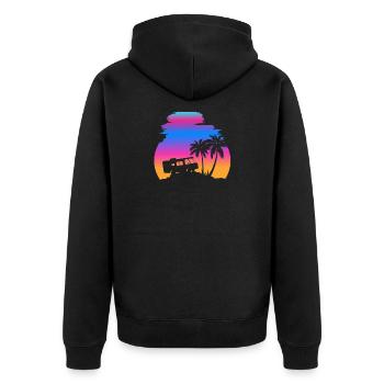 camper sunset - Unisex Premium Bio Zip Hoodie - Schwarz - Hinten - Nico (187cm)