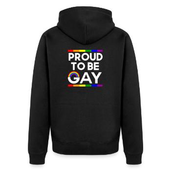 Proud to be gay - Unisex Premium Organic Zip Hoodie - black - Back - Nico (187cm)