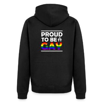 Proud to be gay - Unisex Premium Bio Zip Hoodie - Schwarz - Hinten - Nico (187cm)