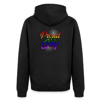 Proud to be gay - Unisex Premium Bio Zip Hoodie - Schwarz - Hinten - Nico (187cm)
