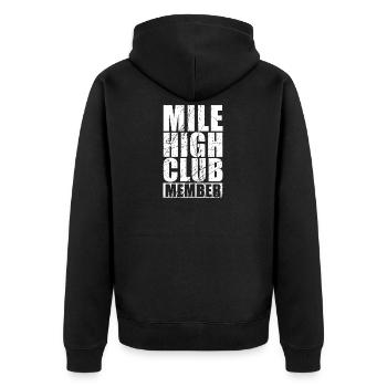 Mile High Club Mitglied Geschenk - Unisex Premium Bio Zip Hoodie - Schwarz - Hinten - Nico (187cm)