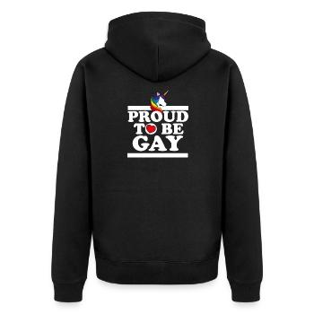Proud to be gay - Unisex Premium Bio Zip Hoodie - Schwarz - Hinten - Nico (187cm)