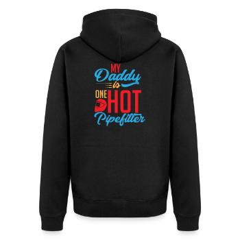 Pipefitter dad - Unisex Premium Bio Zip Hoodie - Schwarz - Hinten - Nico (187cm)
