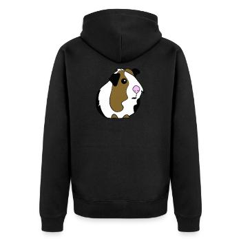 Meerschweinchen - Unisex Premium Bio Zip Hoodie - Schwarz - Hinten - Nico (187cm)