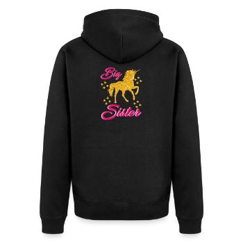 I am a big sister unicorn style - Unisex Premium Organic Zip Hoodie - black - Back - Nico (187cm)
