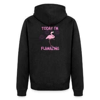 Today I'm Flamazing - Unisex Premium Bio Zip Hoodie - Schwarz - Hinten - Nico (187cm)