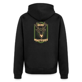 Size Matter - Unisex Premium Bio Zip Hoodie - Schwarz - Hinten - Nico (187cm)
