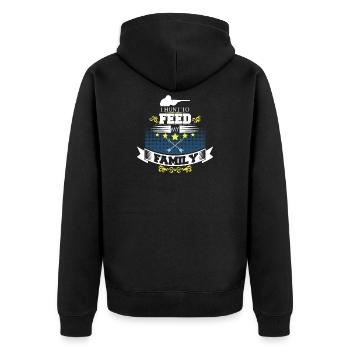 Hunt to feed my family - Unisex Premium Organic Zip Hoodie - black - Back - Nico (187cm)