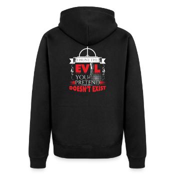 I hunt evil! - Unisex Premium Organic Zip Hoodie - black - Back - Nico (187cm)