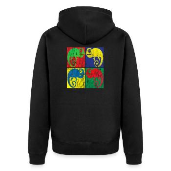 Chamäleon Pop Art - Unisex Premium Bio Zip Hoodie - Schwarz - Hinten - Nico (187cm)