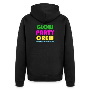 Funny Retro Glow Party Crew Glow Big Or Glow Home - Unisex Premium Organic Zip Hoodie - black - Back - Nico (187cm)
