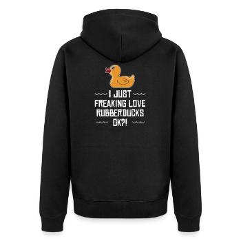 J'ai juste freaking Love Rubberducks cadeau - Veste à capuche bio Premium Unisexe - noir - Dos - Nico (187cm)