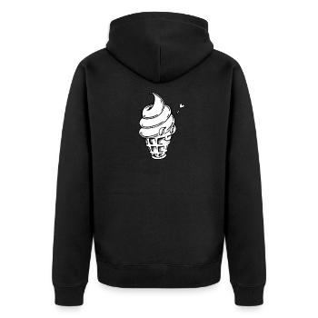 T-Shirt Liebe zum Softeis - Unisex Premium Bio Zip Hoodie - Schwarz - Hinten - Nico (187cm)